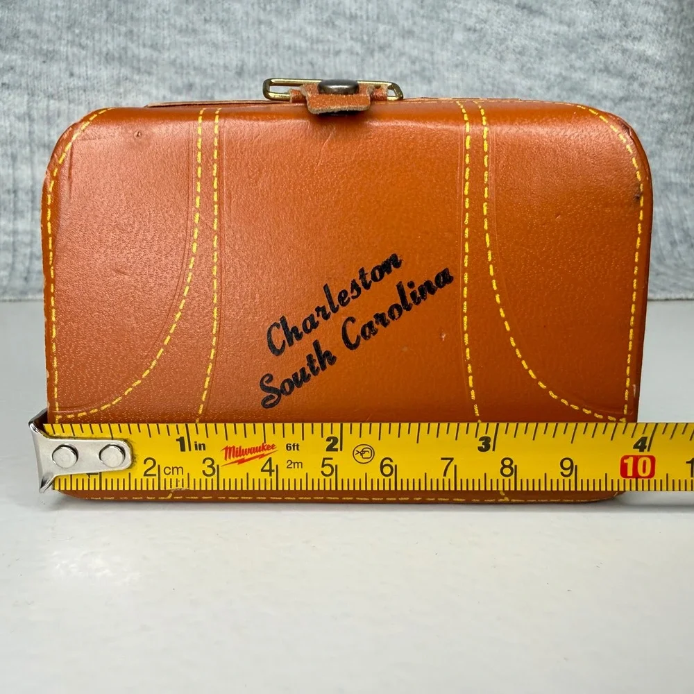 Vintage Charleston South Carolina Mini Suitcase Travel Sewing Kit Needle Thread